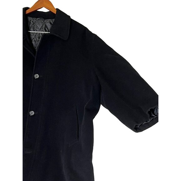 Chaps Men's Black Wool Blend Peacoat Size 46R Preppy Goth Warm Oversized - Picture 5 of 16